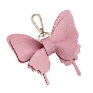 NEW PINK Butterfly Faux Leather Keychain
